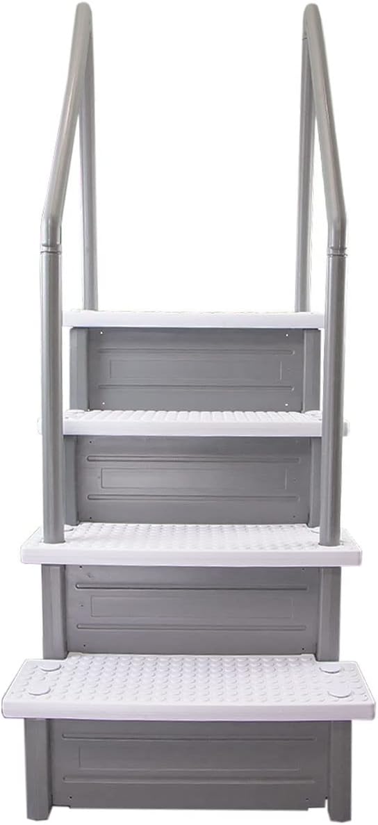 Escalones antideslizantes Aqua Select para piscinas elevadas | Azul | Para piscinas sobre tierra | Se pueden montar en terrazas de 48" a 54" de altura | Escalera de seguridad con capacidad hasta 250 lbs