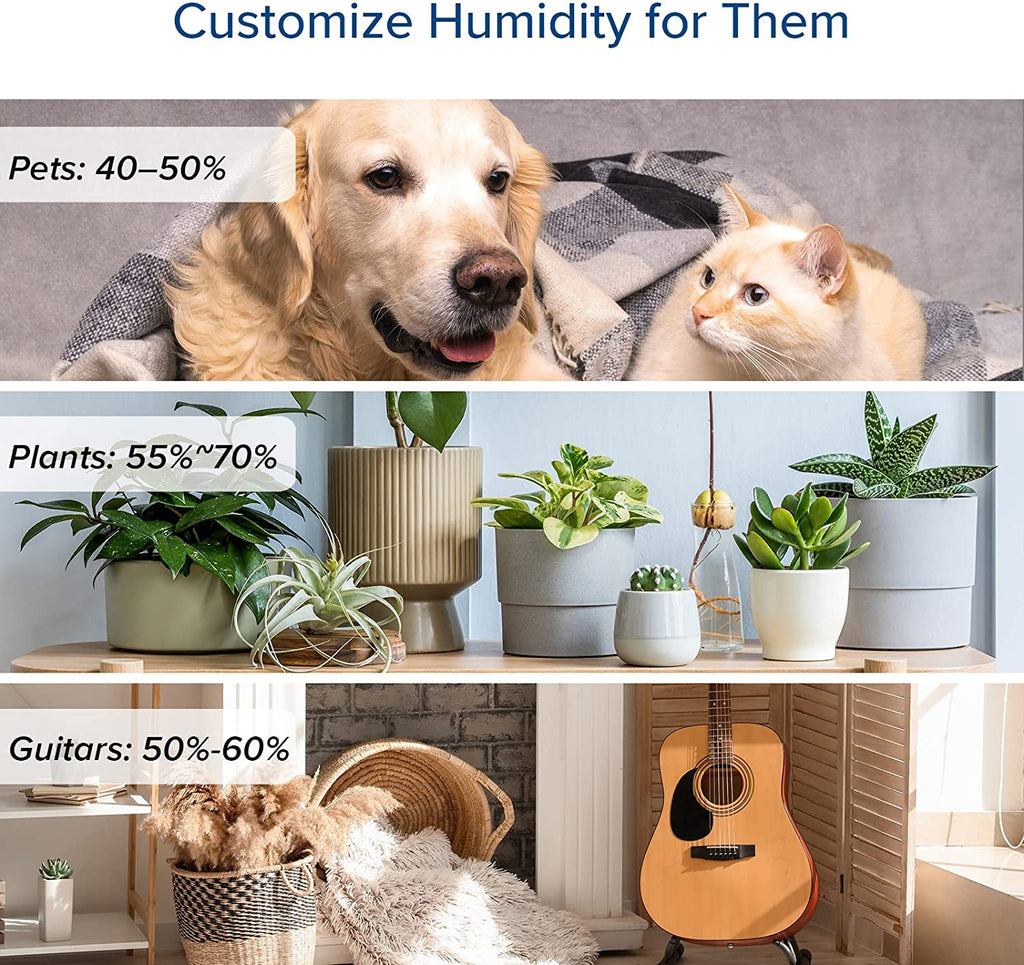 Humidificadores LEVOIT para Dormitorio y Habitaciones Grandes, 6L de Niebla Cálida y Fría para Familias y Plantas, con Sensor de Humedad Integrado