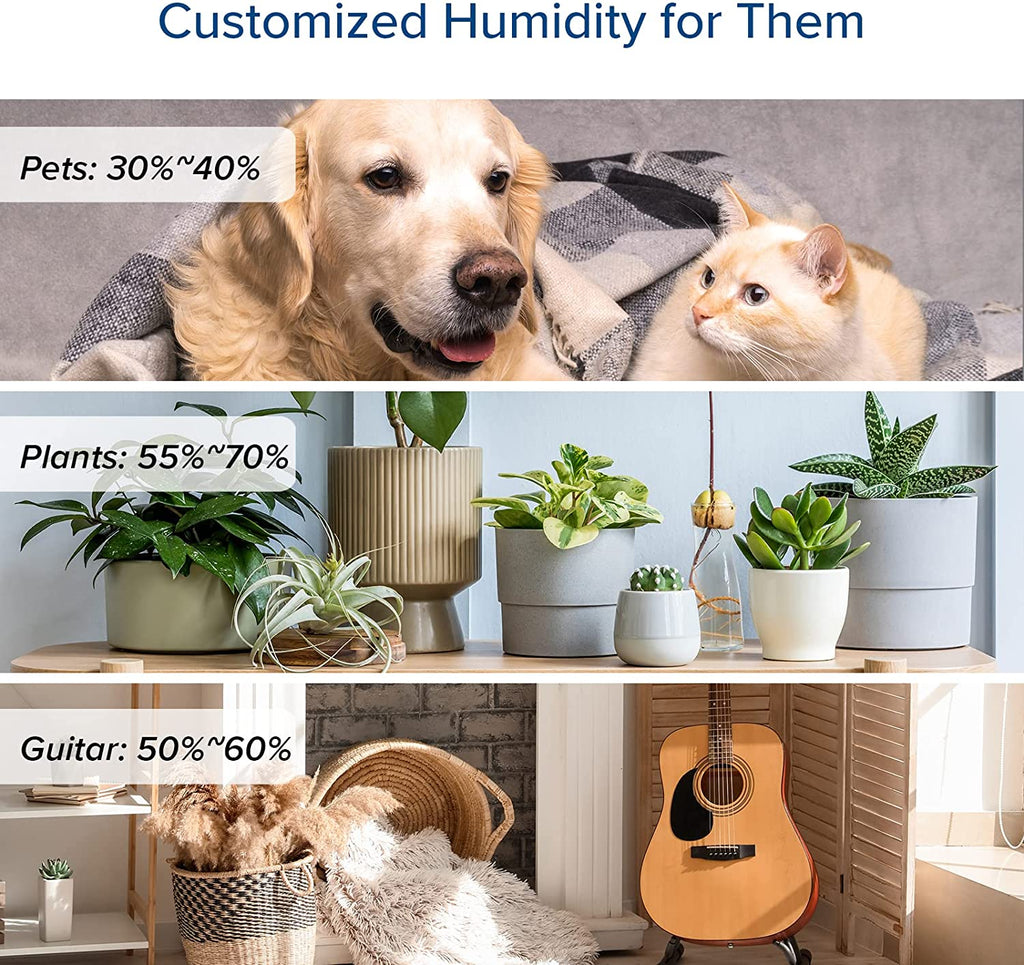 Humidificadores LEVOIT para Dormitorio y Habitaciones Grandes, 6L de Niebla Cálida y Fría para Familias y Plantas, con Sensor de Humedad Integrado
