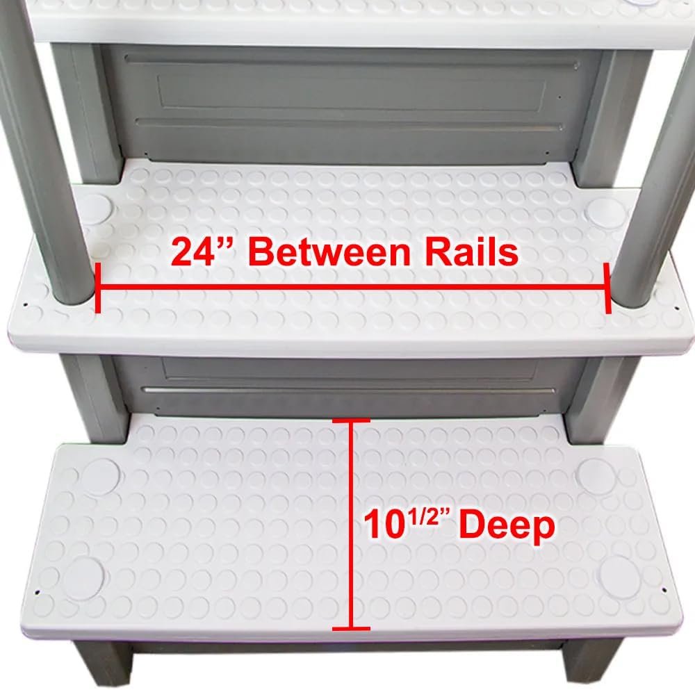Escalones antideslizantes Aqua Select para piscinas elevadas | Azul | Para piscinas sobre tierra | Se pueden montar en terrazas de 48" a 54" de altura | Escalera de seguridad con capacidad hasta 250 lbs