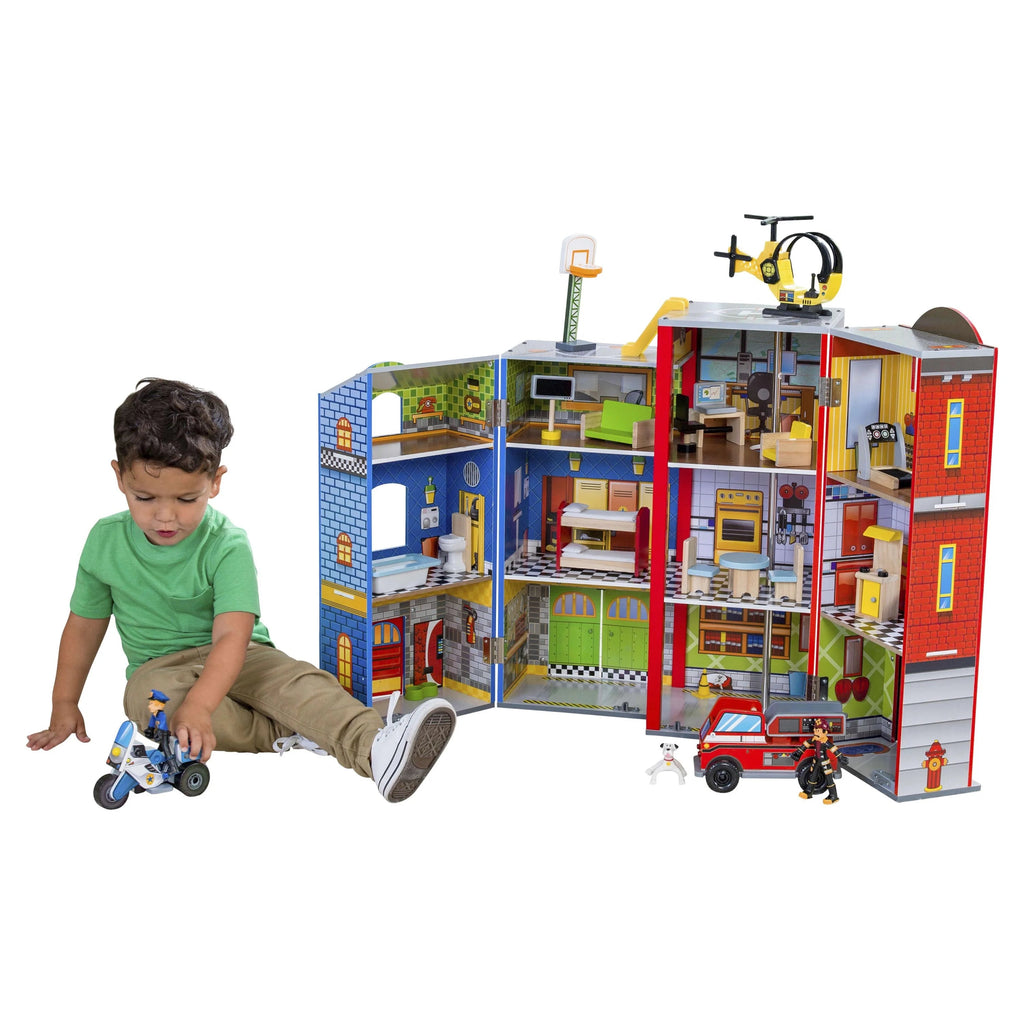 Conjunto de Juego KidKraft Everyday Heroes de Madera Plegable con 26 Piezas