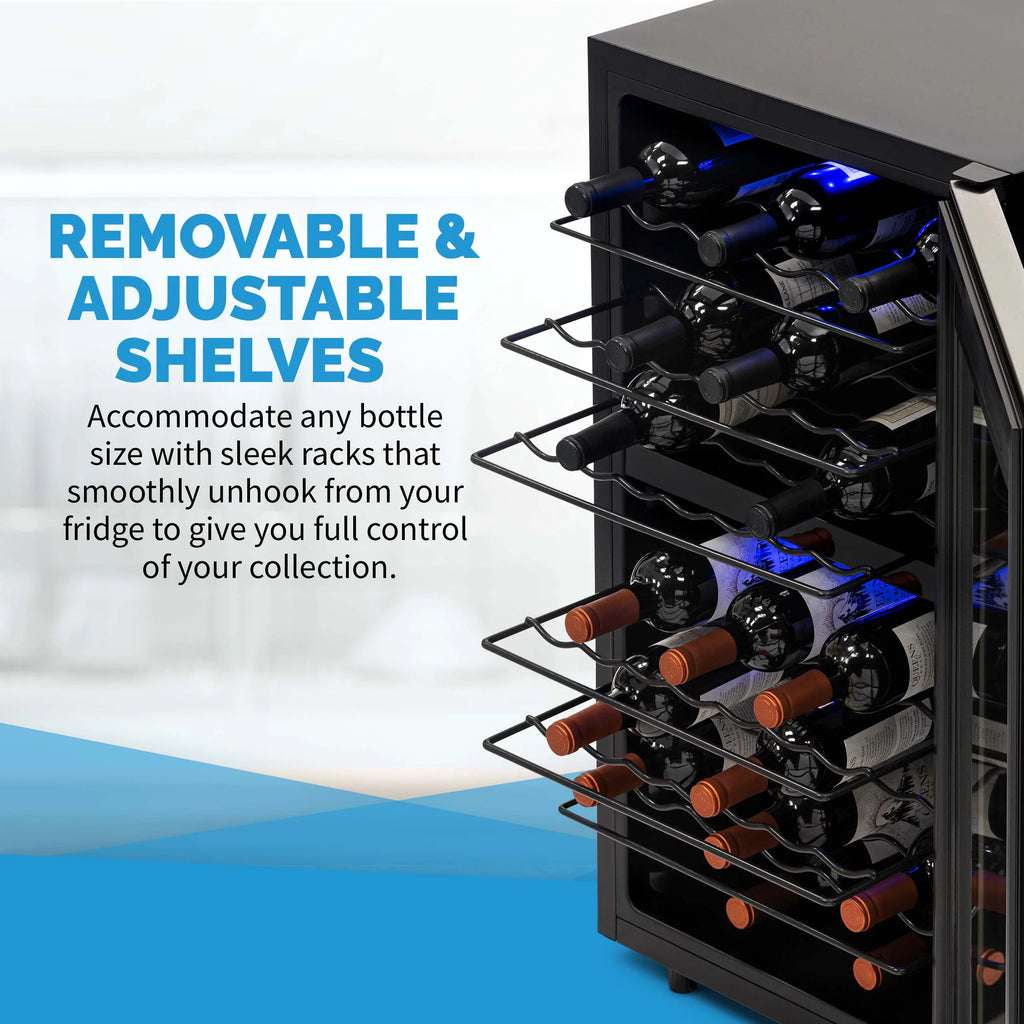 2025 Refrigerador de Vinos Independiente Newair® de Acero Inoxidable – 43 Botellas – 18,9" con Doble Zona