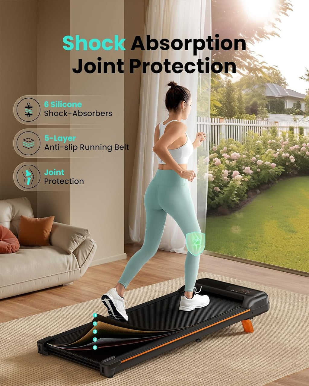 2025 Cinta de correr plegable con inclinación, cinta bajo escritorio para teletrabajo, 2.5 CV, portátil, capacidad 280 lbs (127 kg), control remoto, pantalla LED