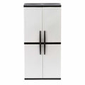 2025 Armario de garaje independiente HDX de plástico gris, 89 cm Ancho x 180 cm Alto x 46 cm Profundidad, con estantes ajustables y puertas con cerradura