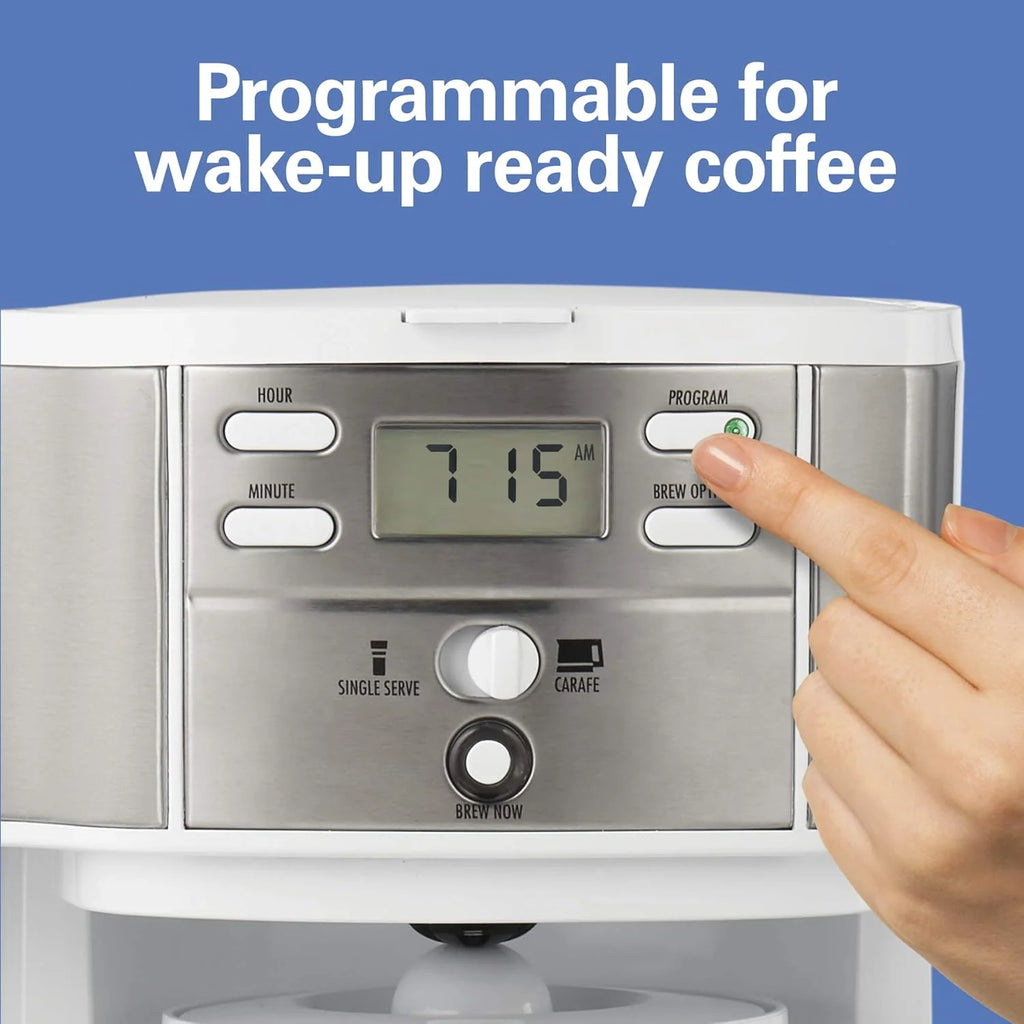 2025 Cafetera de goteo programable 2 en 1 Hamilton Beach, 12 tazas, jarra de vidrio, función pausa y sirve automática, color negro (49980R)