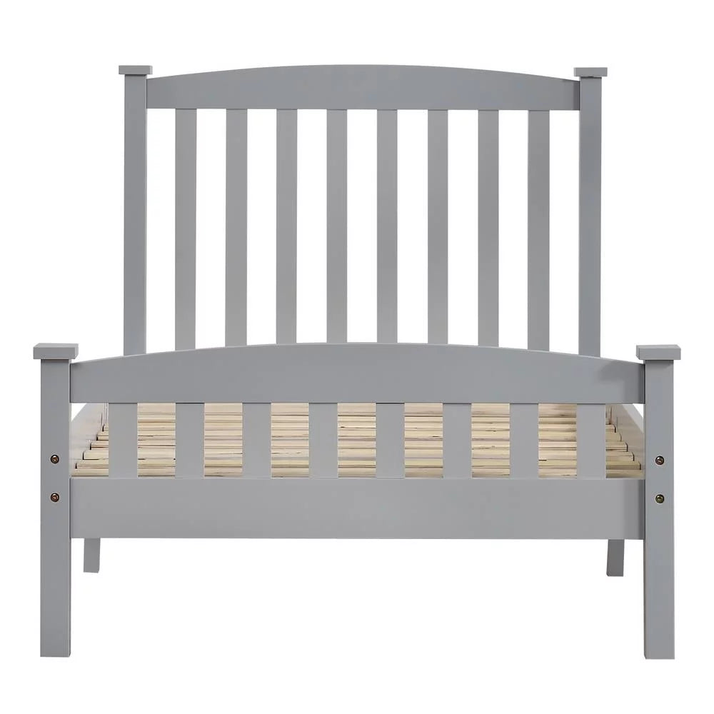Cama vertical de madera Ktaxon, tamaño individual, con cabecero y pie de cama, color gris