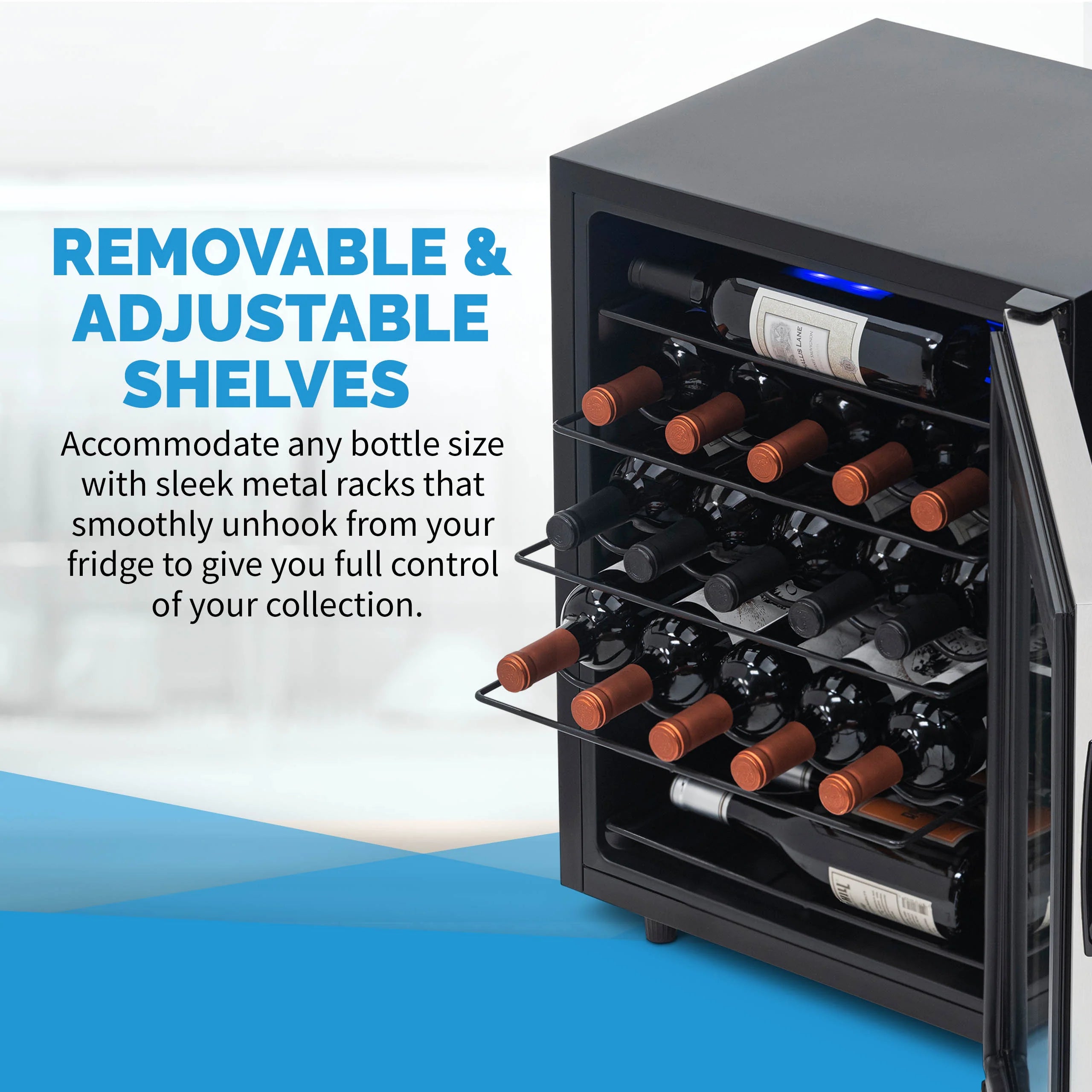 2025 Refrigerador de Vinos Independiente Newair® de Acero Inoxidable – 23 Botellas – 18,9"