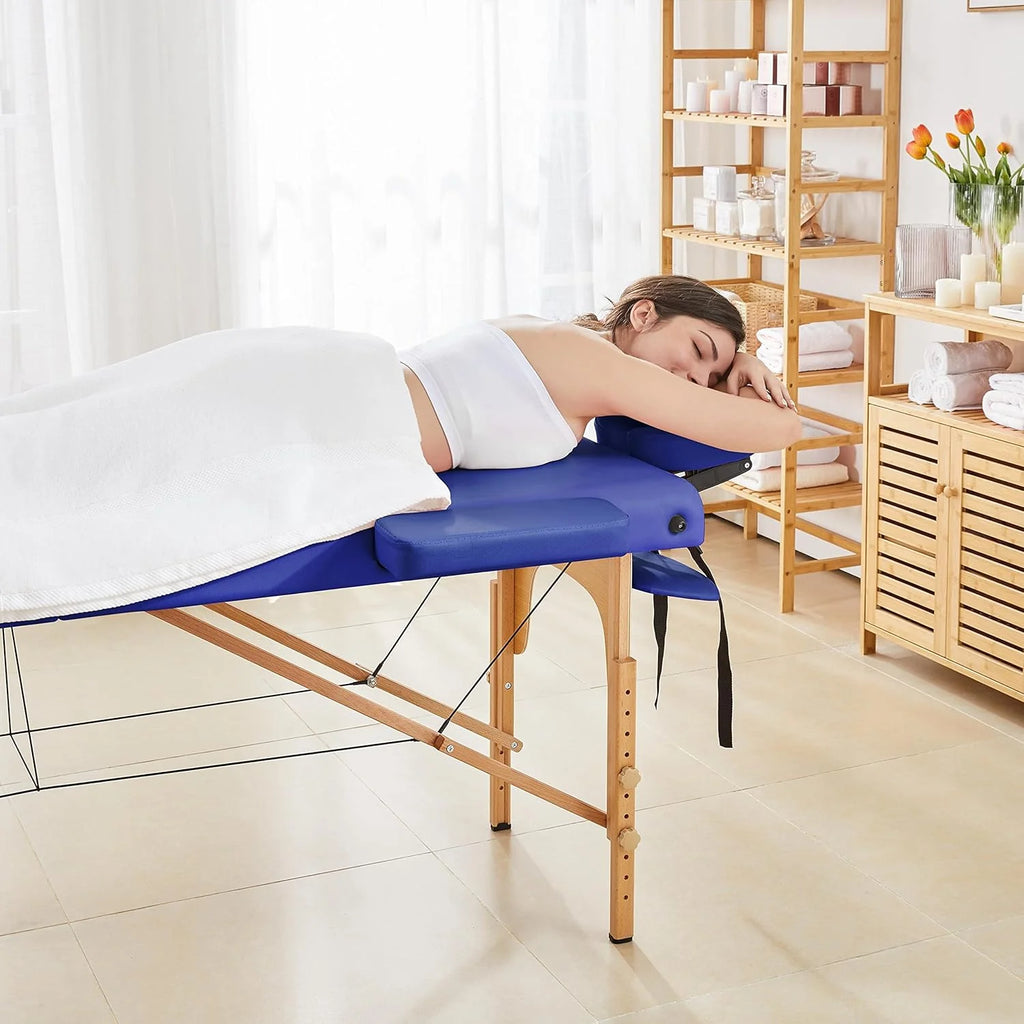 Mesa de Masajes Yaheetech – Mesa Plegable Portátil para Tratamientos, Pestañas, Spa – Mesa de Masaje Ajustable en 2 Secciones con Bolsa No Tejida, 24 pulgadas, Negra