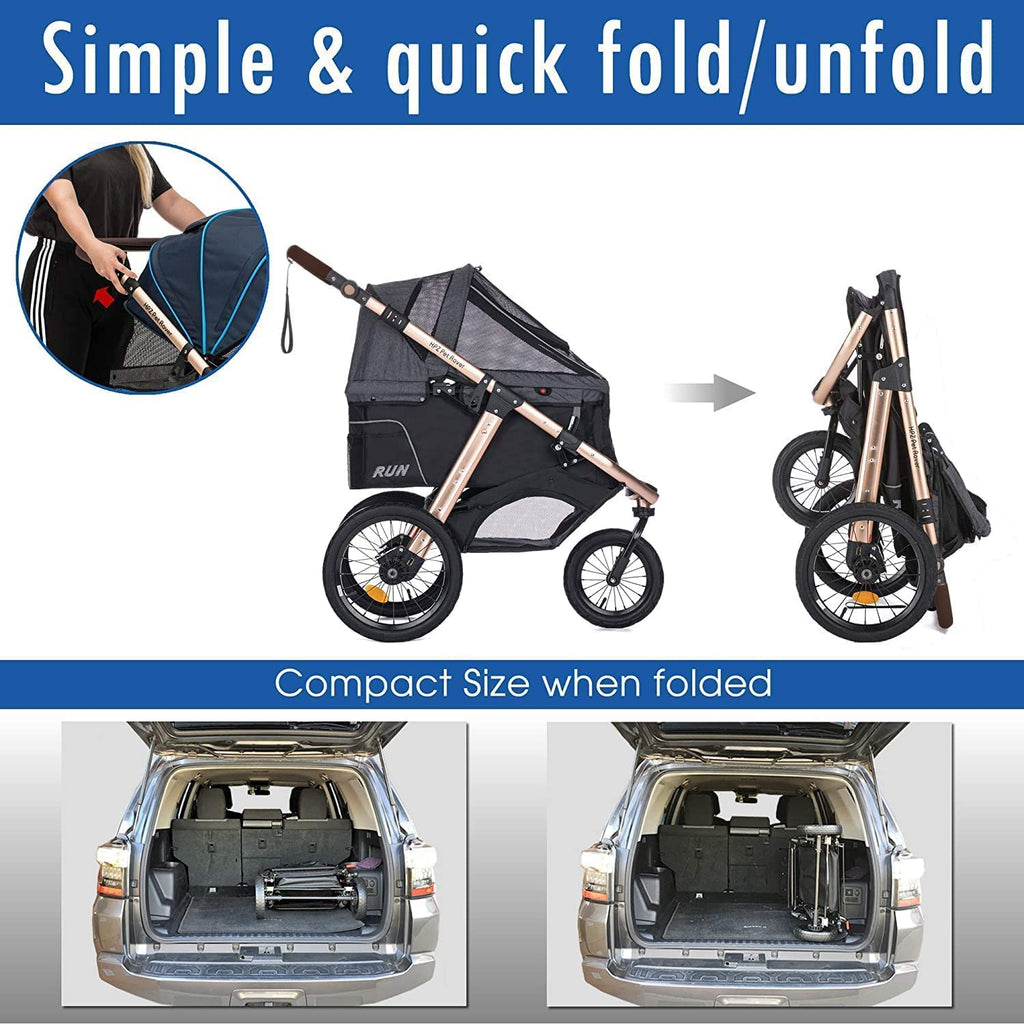 Coche Deportivo para Correr con Ruedas de Goma Confort / Entrada sin Cremallera / Plegado Rápido con Una Mano / Estructura de Aluminio para Perros, Gatos y Mascotas Pequeñas o Medianas (Camuflaje Verde)