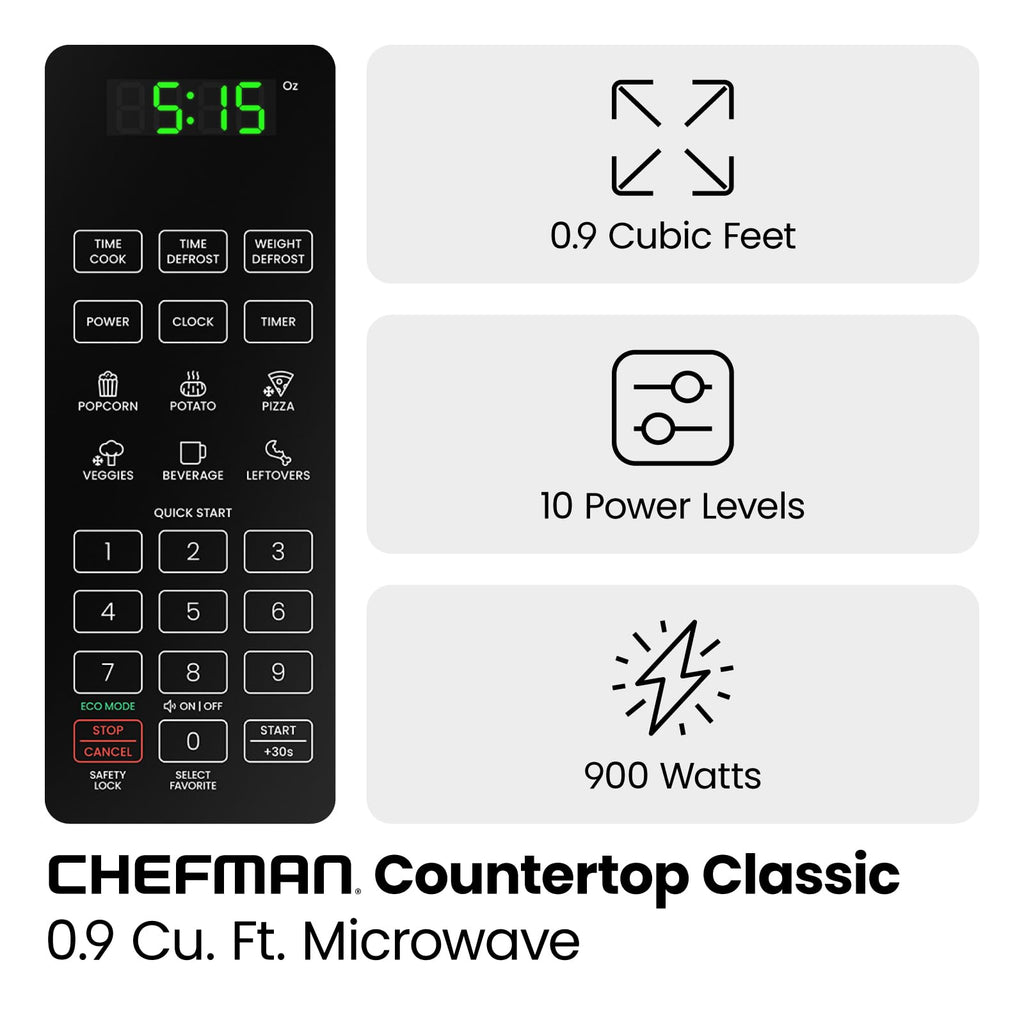 2025 Microondas de Encimera Chefman Essentials de Acero Inoxidable