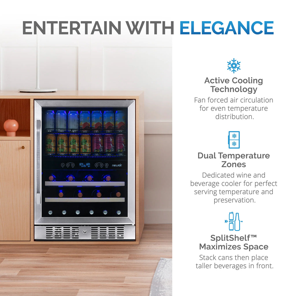 2025 Newair® Refrigerador Empotrable de Doble Zona para 70 Latas y 20 Botellas - 24"