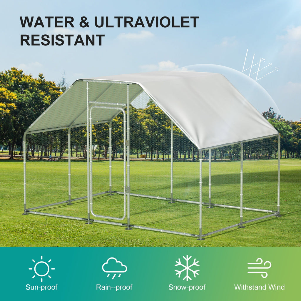 Gran Gallinero de Metal para 16 Pollos, Jaula para Aves con Forma de Espira, Cubierta Impermeable y Anti-Ultravioleta para Uso Exterior en el Patio o Granja