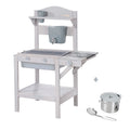 Cocina de juego al aire libre con accesorios – Madera certificada FSC – Acabado en gris grabado