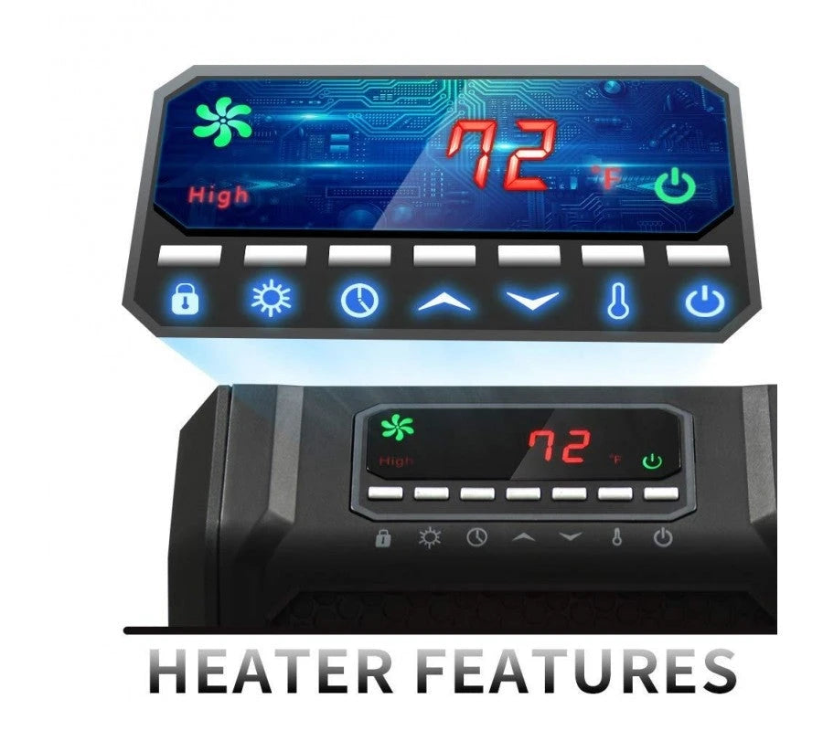 Calefactor de Espacio Infrarrojo LIFE SMART con 6 Elementos de Cuarzo, Pantalla Digital LED, Calentamiento Rápido con Control Remoto y Temporizador, Sistema de Termostato con Protección contra Vuelcos y Sobrecalentamiento para el Hogar