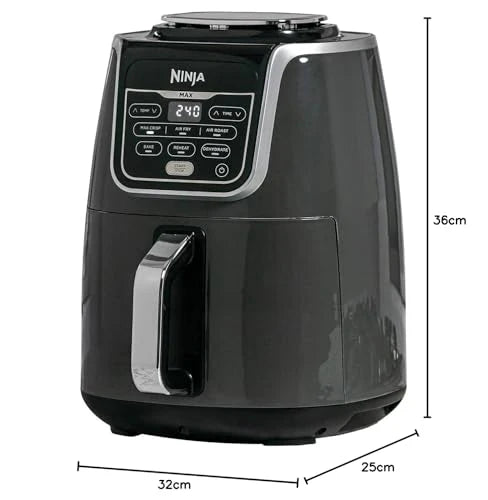 2025 Ninja AF160UK Maxi freidora de aire 5,2 L, 6 en 1, sin aceite, funciones Air Fry, Max Crisp, asar, hornear, recalentar, deshidratar, formato familiar, digital, cocción directa de alimentos congelados, recubrimiento antiadherente