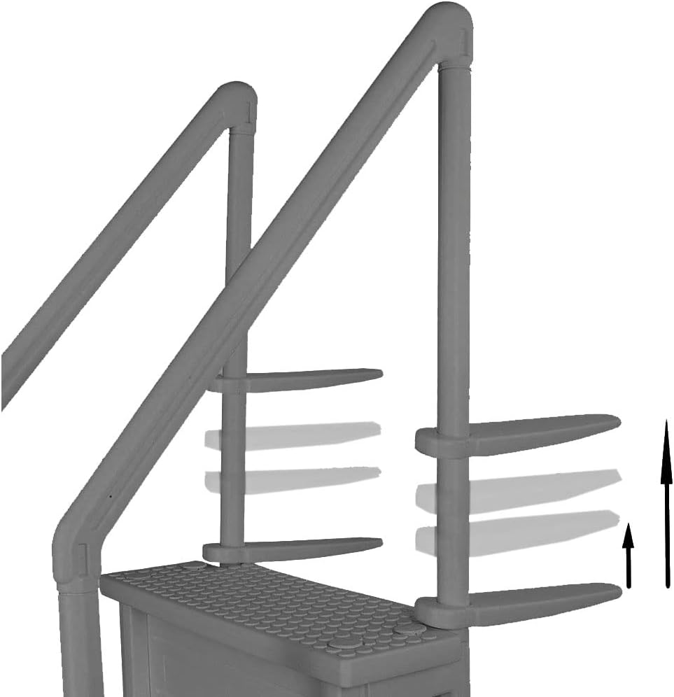 Escalones antideslizantes Aqua Select para piscinas elevadas | Azul | Para piscinas sobre tierra | Se pueden montar en terrazas de 48" a 54" de altura | Escalera de seguridad con capacidad hasta 250 lbs