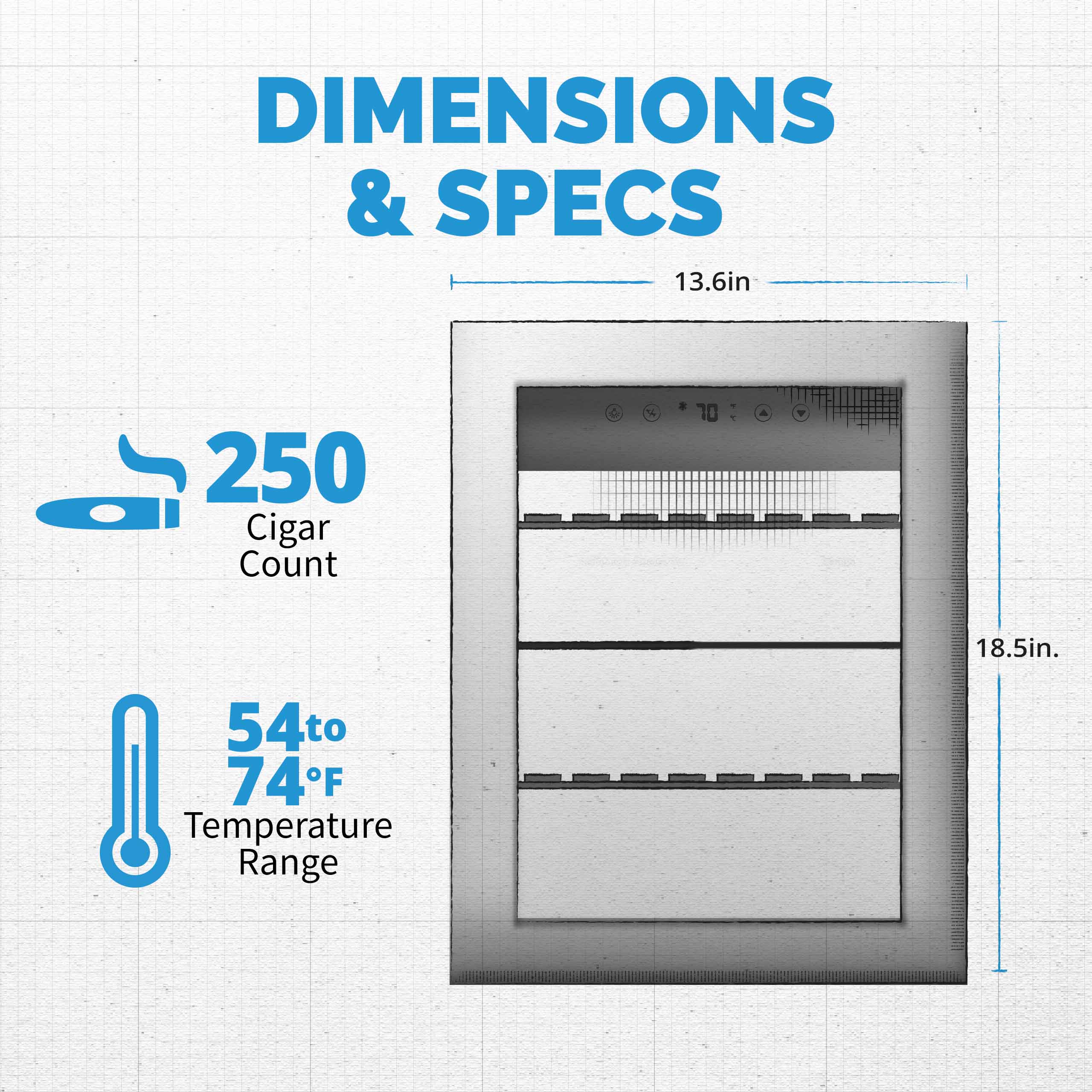 2025 Humidor eléctrico para puros Newair®, capacidad para 250 puros