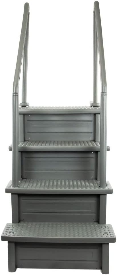 Escalones antideslizantes Aqua Select para piscinas elevadas | Azul | Para piscinas sobre tierra | Se pueden montar en terrazas de 48" a 54" de altura | Escalera de seguridad con capacidad hasta 250 lbs