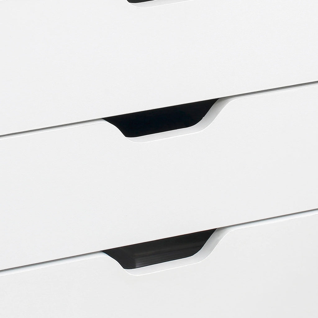 Cajonera Vertical de 7 Cajones, Mueble de Oficina Móvil con Ruedas, Blanco