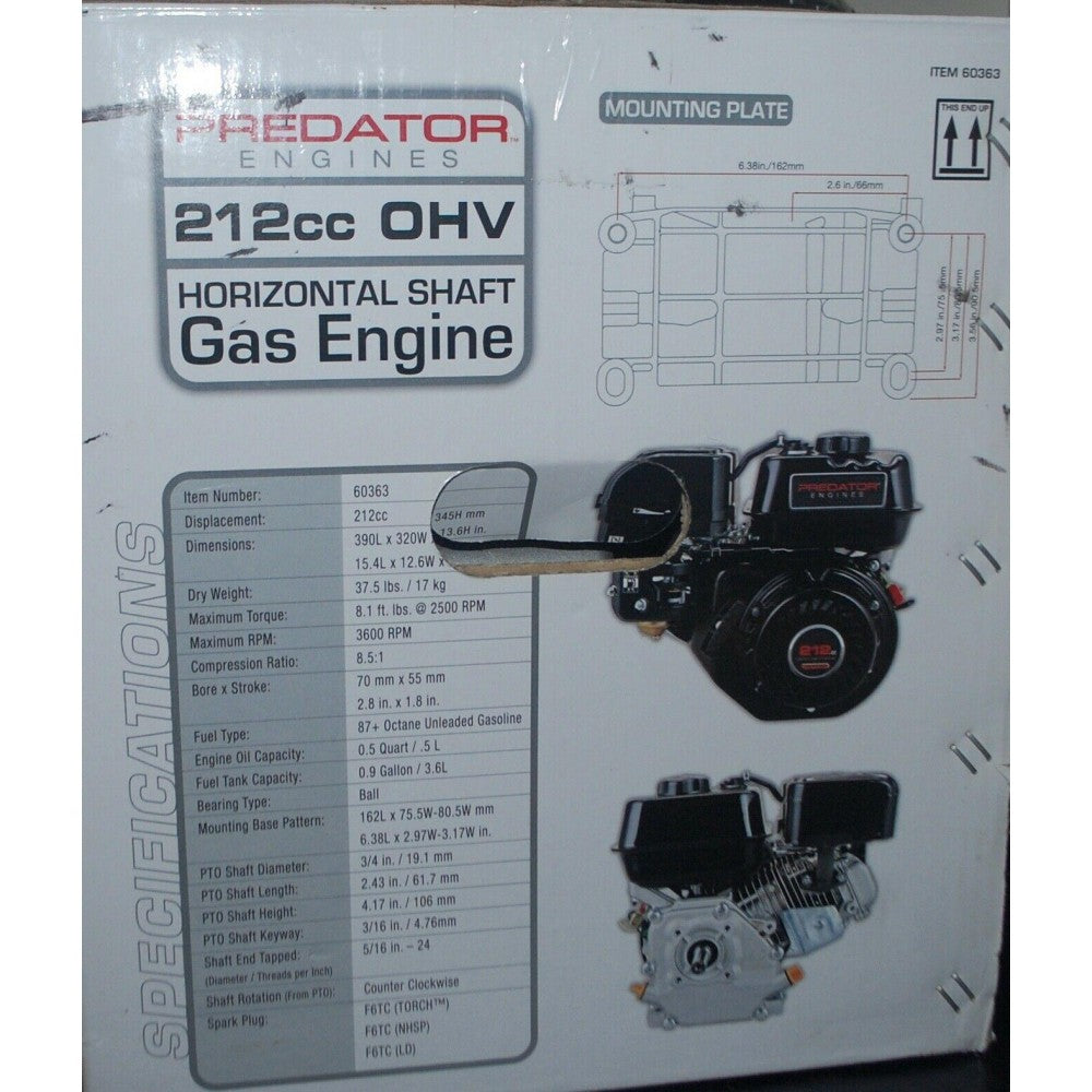 2025 Motor de Eje Horizontal Predator – 6.5 HP, 212cc