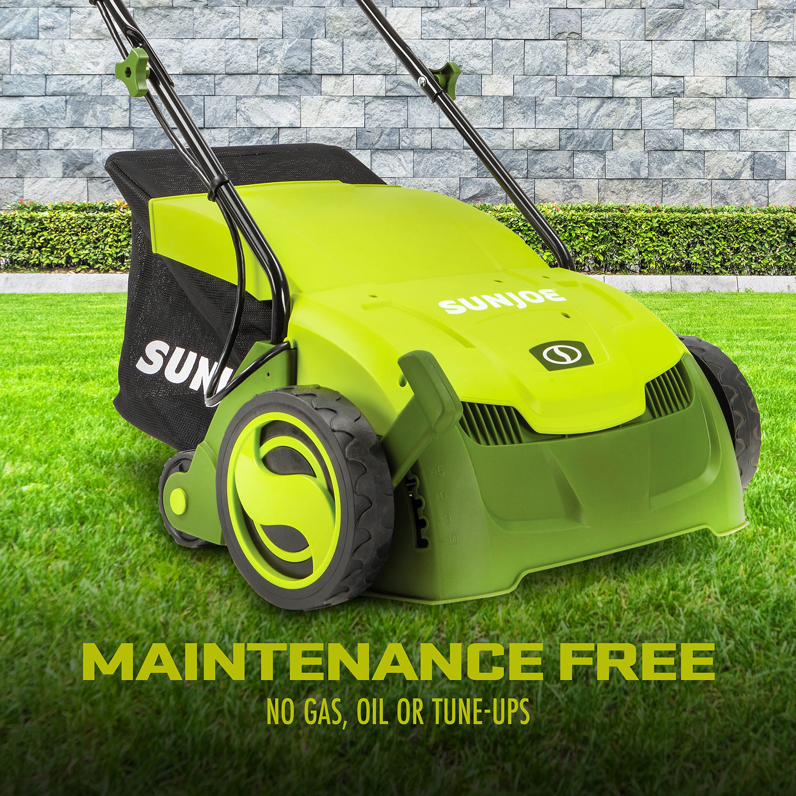 2025 Descompactador y escarificador eléctrico Sun Joe AJ801E de 12 A con bolsa de recolección, 13", verde