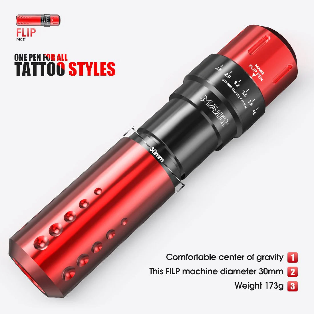 Mast Flip Kit de máquina rotativa tipo bolígrafo para tatuajes con batería inalámbrica