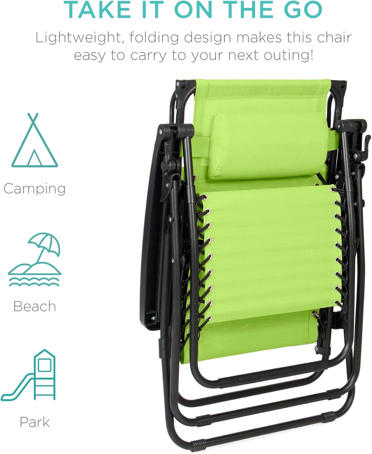 Best Choice Products – Silla Reclinable de Patio con Gravedad Cero, Ajustable y Plegable para Exteriores con Dosel, Almohada Cervical y Bandeja Lateral, Textileno – Azul Pavo Real