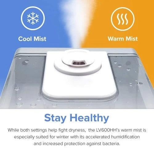 Humidificadores LEVOIT para Dormitorio y Habitaciones Grandes (6L), Humidificador Ultrasónico de Aire con Niebla Cálida y Fría para el Hogar, Toda la Casa, Cuarto del Bebé, Humedad Personalizada, Control Remoto, Libre de Gérmenes y Ultra Silencioso