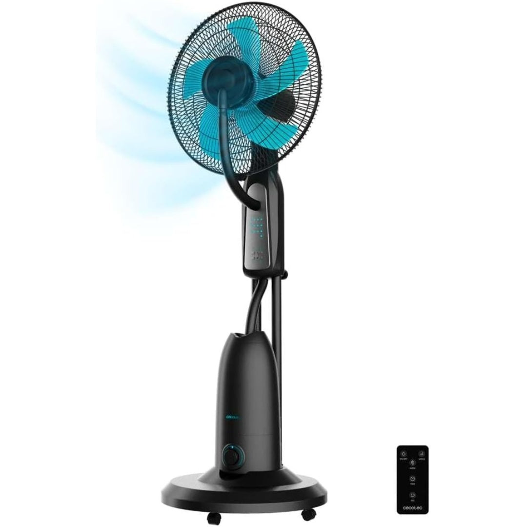 Ventilador con Nebulizador de Agua Fresca Cecotec EnergySilence 490 con Control Remoto, 90W, Diámetro 16", 5 Aspas, Depósito de 2.8L, Temporizador de 7.5h, Indicador LED y Oscilación