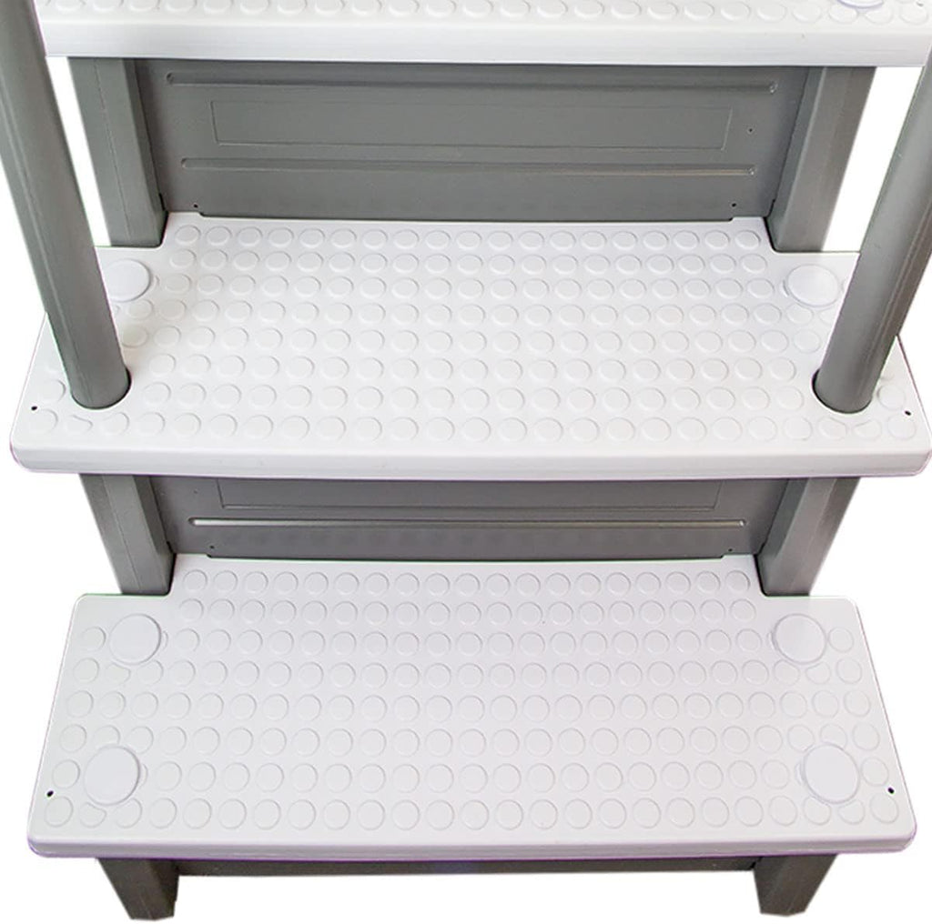 Escalones antideslizantes Aqua Select para piscinas elevadas | Azul | Para piscinas sobre tierra | Se pueden montar en terrazas de 48" a 54" de altura | Escalera de seguridad con capacidad hasta 250 lbs