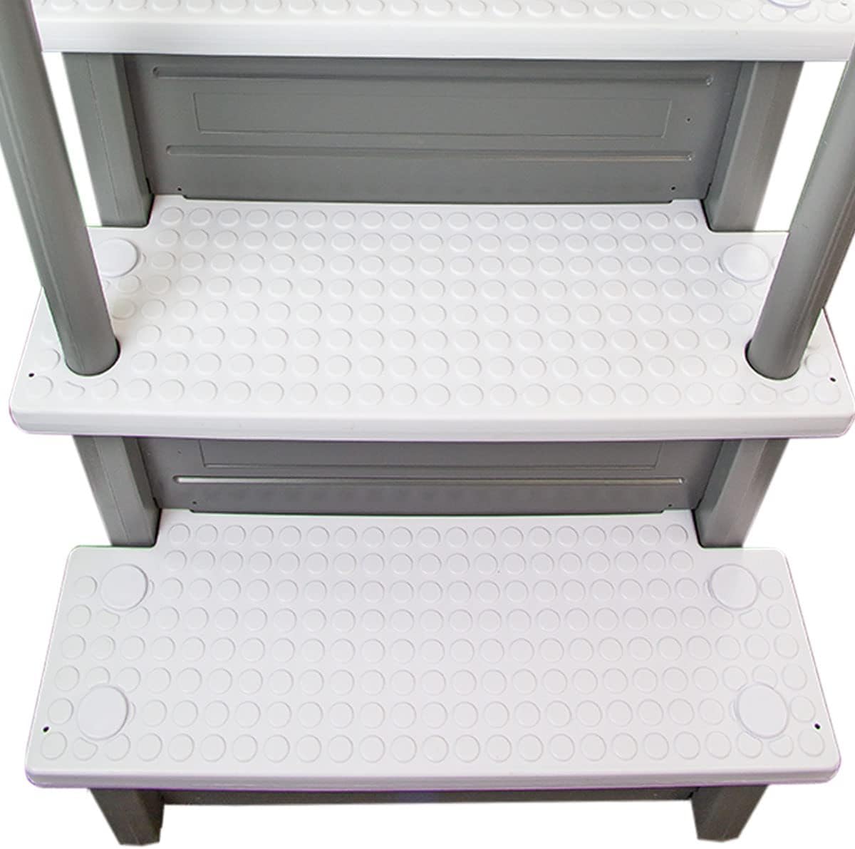 Escalones antideslizantes Aqua Select para piscinas elevadas | Azul | Para piscinas sobre tierra | Se pueden montar en terrazas de 48" a 54" de altura | Escalera de seguridad con capacidad hasta 250 lbs