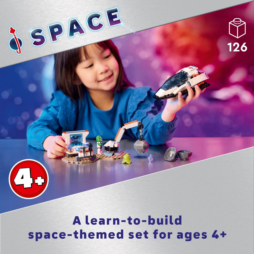 Set de Construcción LEGO City Nave Espacial y Descubrimiento de Asteroides, Regalo para Niños de 4 Años en Adelante que Aman el Juego de Imaginación, Incluye 2 Minifiguras de Tripulación Espacial, Alienígena, Cristales y Grúa, 60429