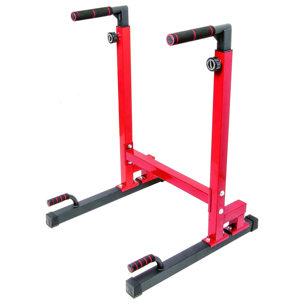 2025 BalanceFrom Estación Multifuncional de Dips para Gimnasio en Casa, Capacidad 500 lb, Rojo