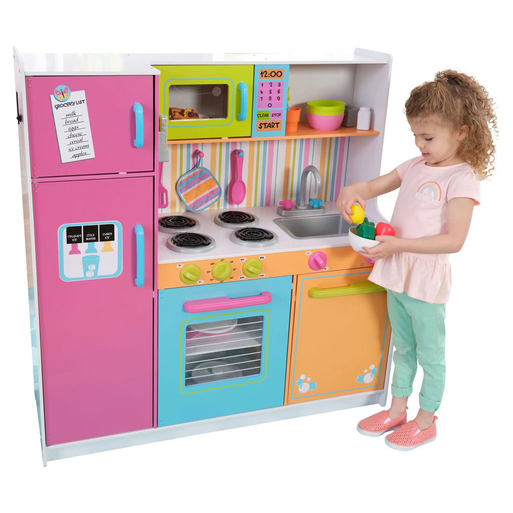 Cocina de Juguete KidKraft Deluxe Big and Bright de Madera para Niños, Colores Neón