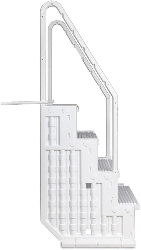 Escalones antideslizantes Aqua Select para piscinas elevadas | Azul | Para piscinas sobre tierra | Se pueden montar en terrazas de 48" a 54" de altura | Escalera de seguridad con capacidad hasta 250 lbs