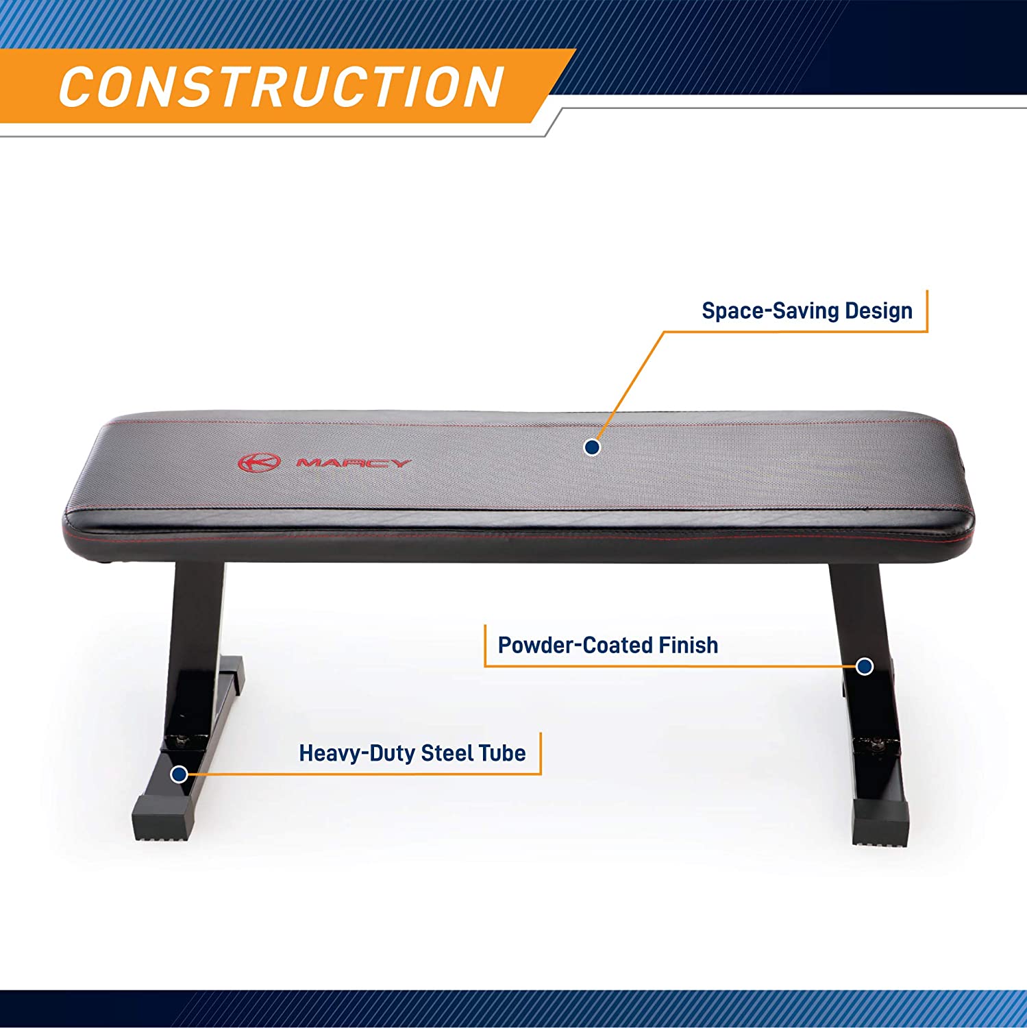 Banco de Pesas Marcy Flat Utility con Capacidad de 600 lbs para Entrenamiento de Pesas 