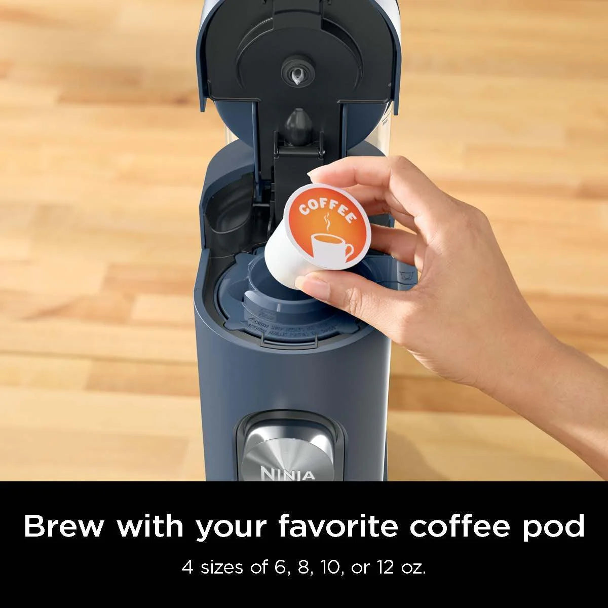 2025 Cafetera de porción individual Ninja Pods & Grounds, compatible con K-Cup, prepara café molido o cápsulas, diseño compacto, depósito de 56 oz, tamaños de taza de 6 oz a 24 oz para viaje, café frío, color piedra, modelo PB041ST