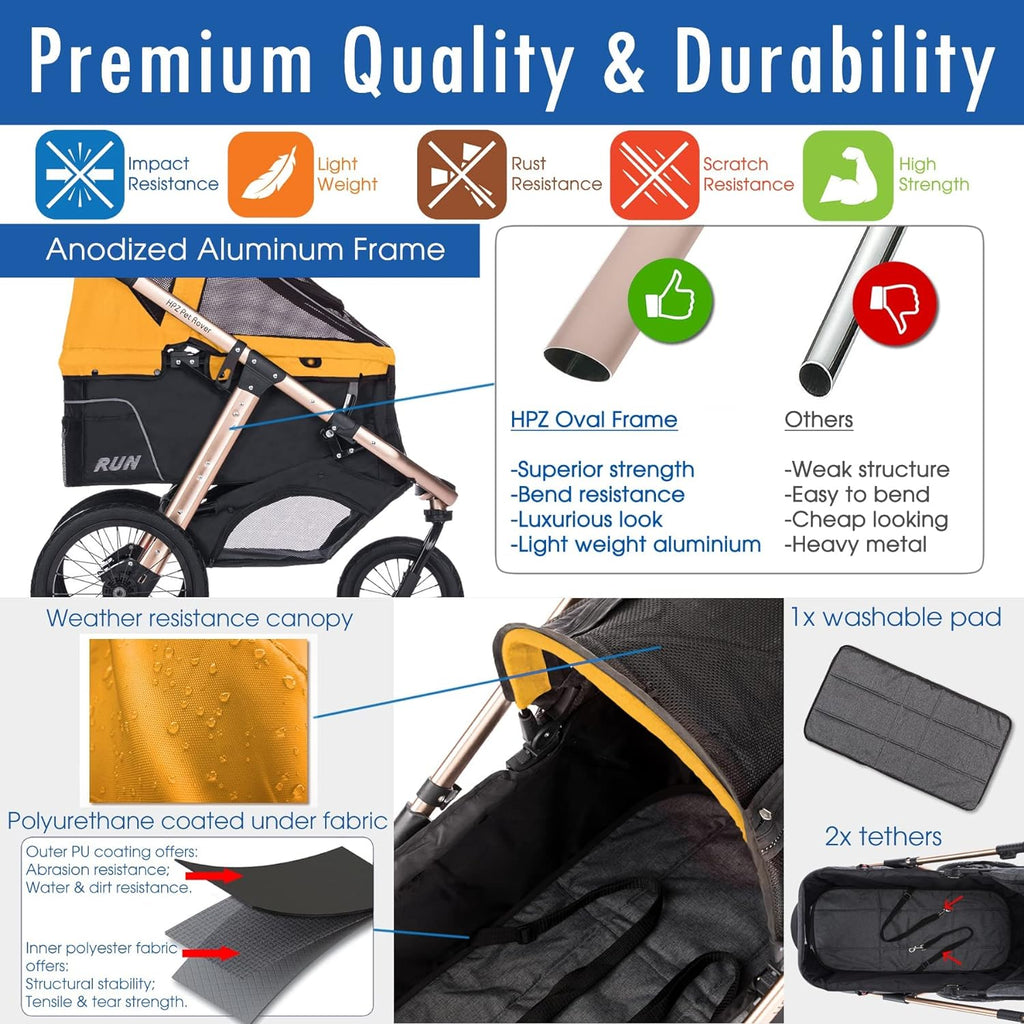 Coche Deportivo para Correr con Ruedas de Goma Confort / Entrada sin Cremallera / Plegado Rápido con Una Mano / Estructura de Aluminio para Perros, Gatos y Mascotas Pequeñas o Medianas (Camuflaje Verde)