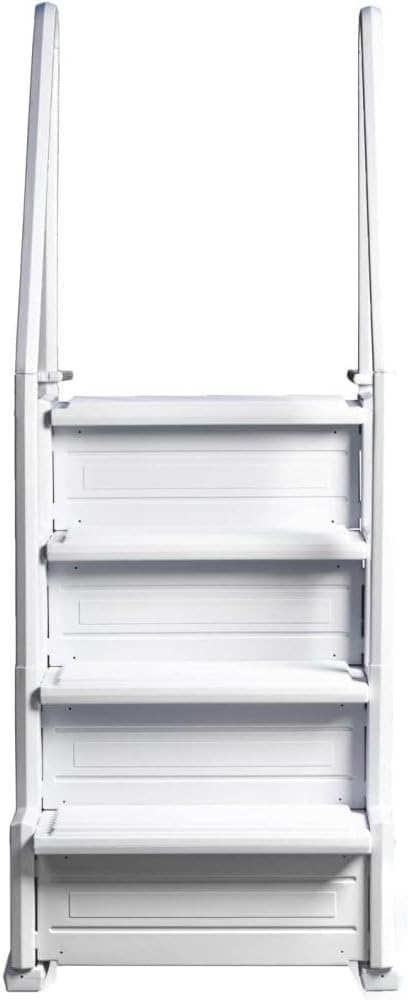 Escalones antideslizantes Aqua Select para piscinas elevadas | Azul | Para piscinas sobre tierra | Se pueden montar en terrazas de 48" a 54" de altura | Escalera de seguridad con capacidad hasta 250 lbs
