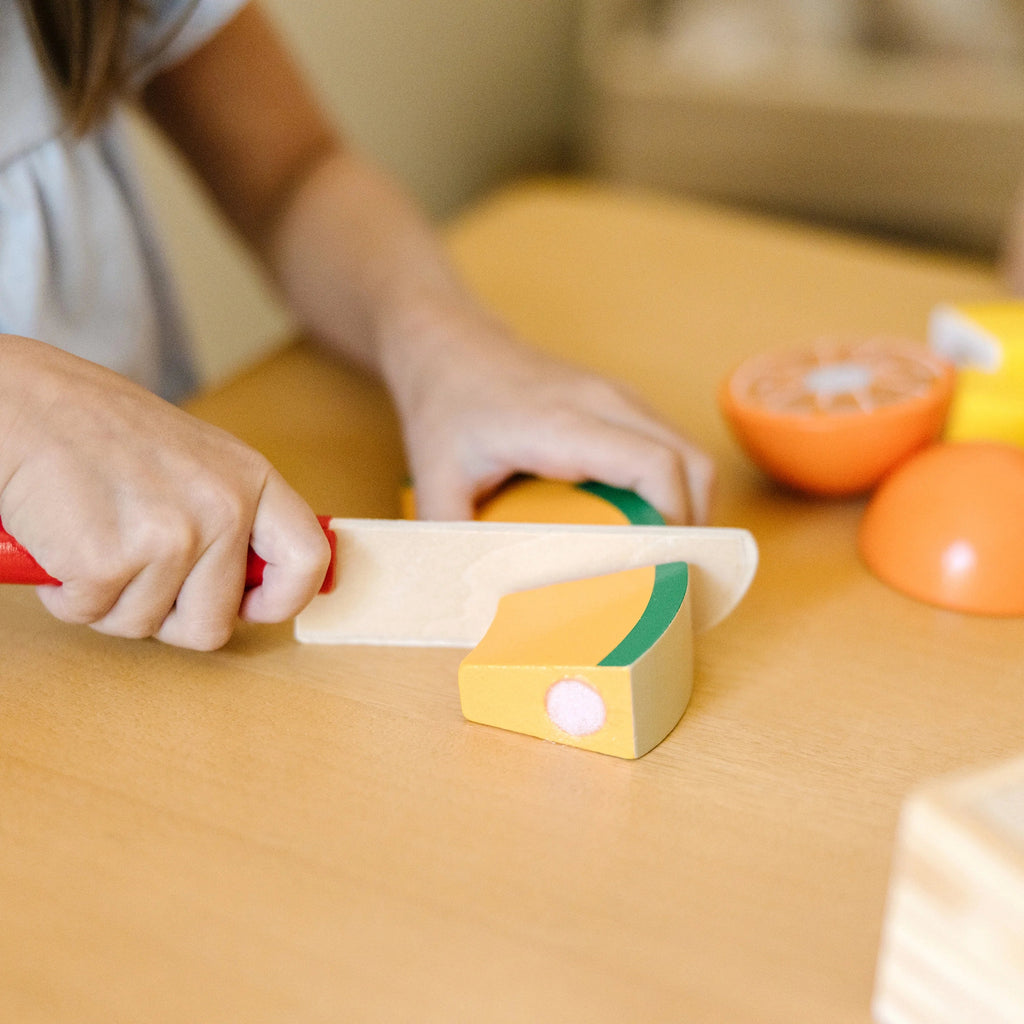 Melissa & Doug Set de Cortar Frutas – Accesorio de Cocina de Juguete de Madera, Multicolor