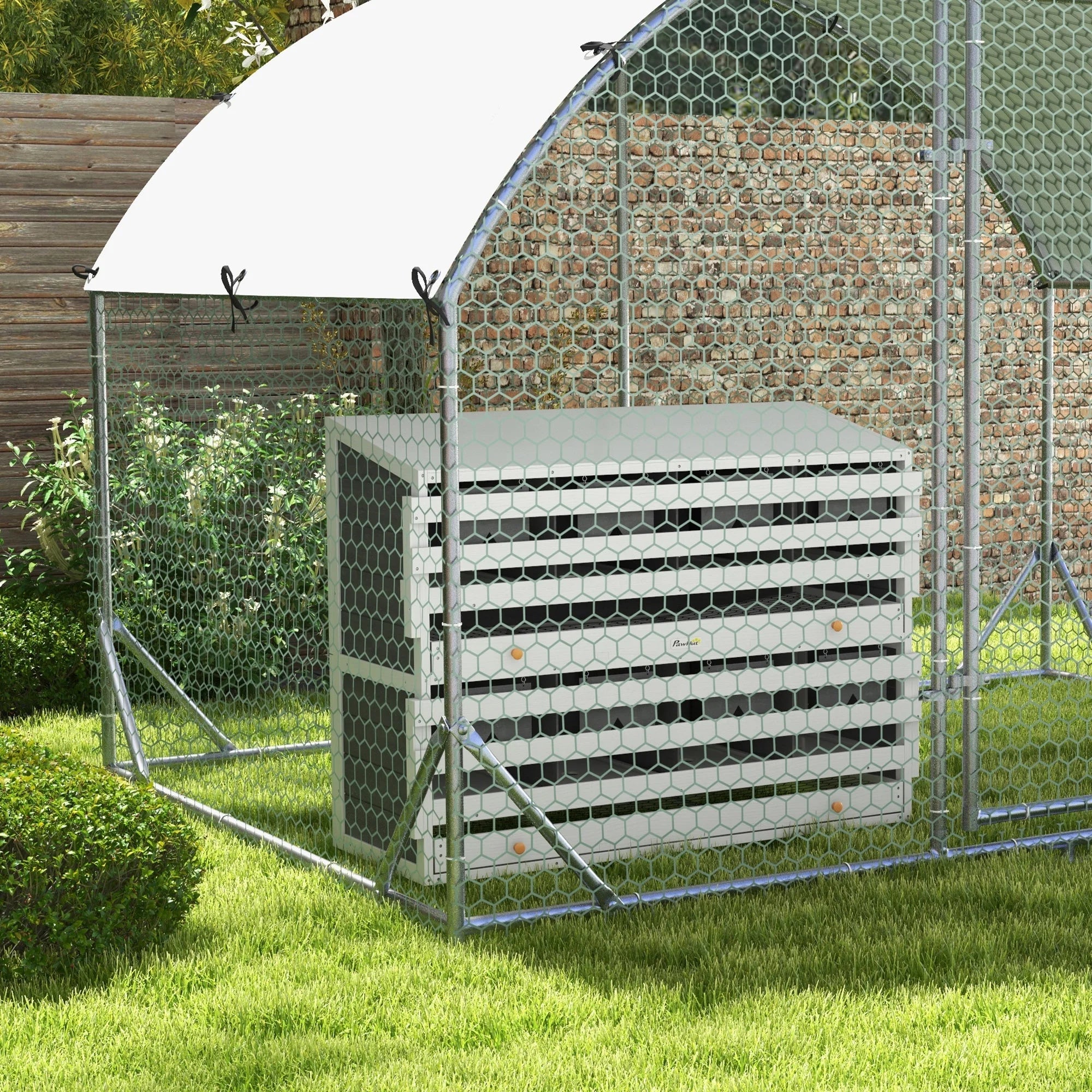 Nido para gallinas PawHut con 2 compartimentos para huevos y 8 bandejas para huevos