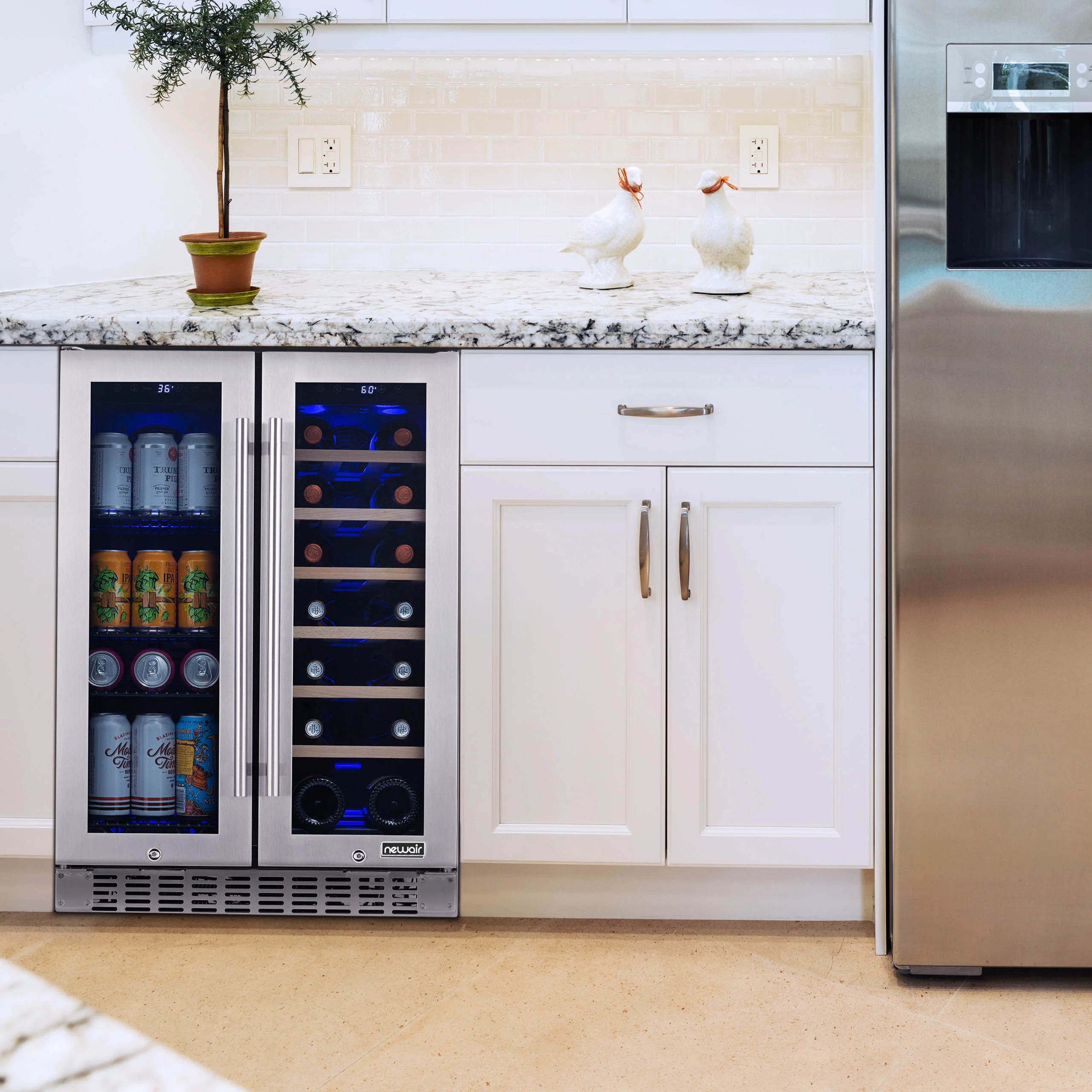 2025 Newair® Refrigerador Premium para Bebidas Empotrable de Doble Zona – 58 Latas y 18 Botellas – 24"
