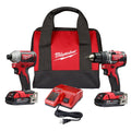 Kit combinado compacto inalámbrico M18 de 18V con motor sin escobillas (2 herramientas) con (2) baterías de 2.0Ah, cargador y bolsa 2892-22CT