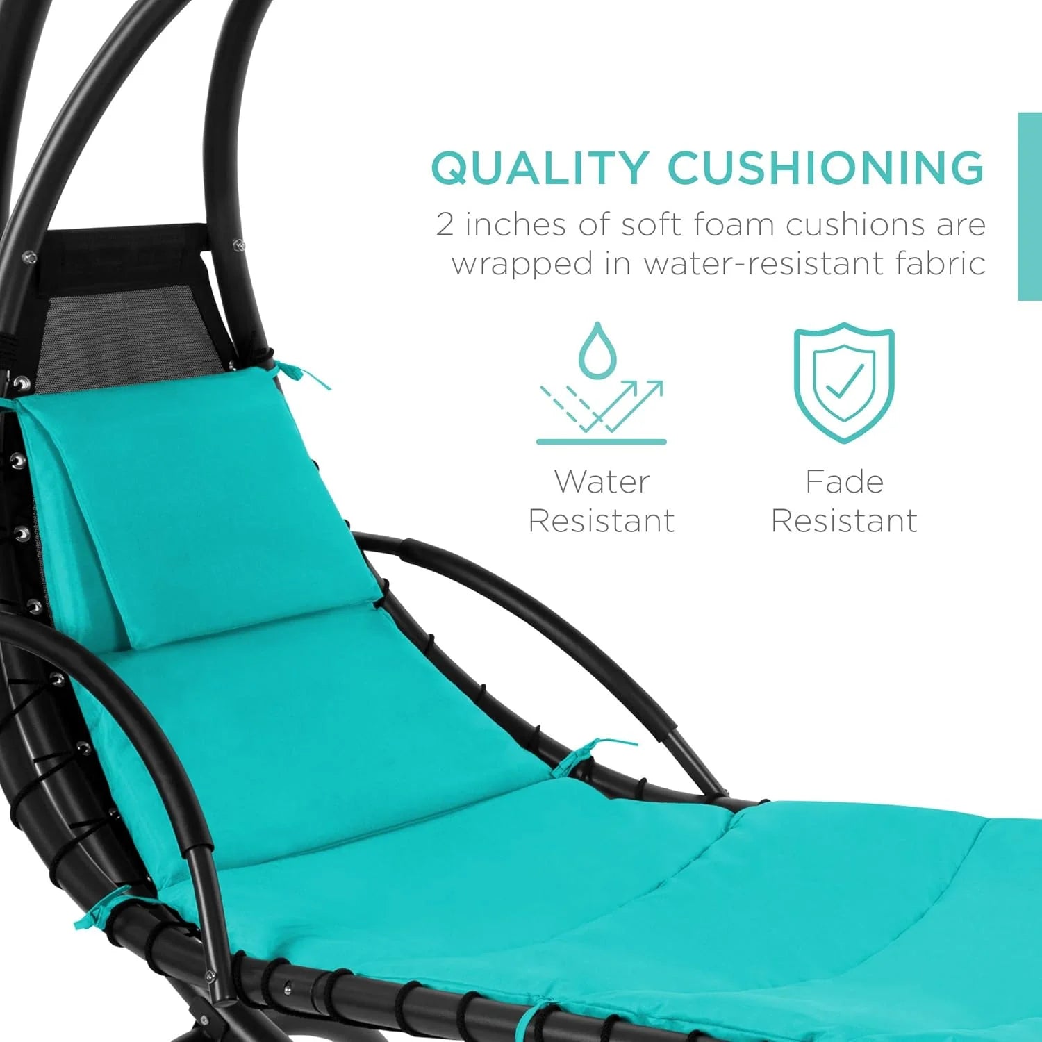 Chaise Longue Suspendue de Exterior Best Choice Products – Silla Balancín Curvada de Acero con Cojín Integrado y Toldo Desmontable – Gris Carbón