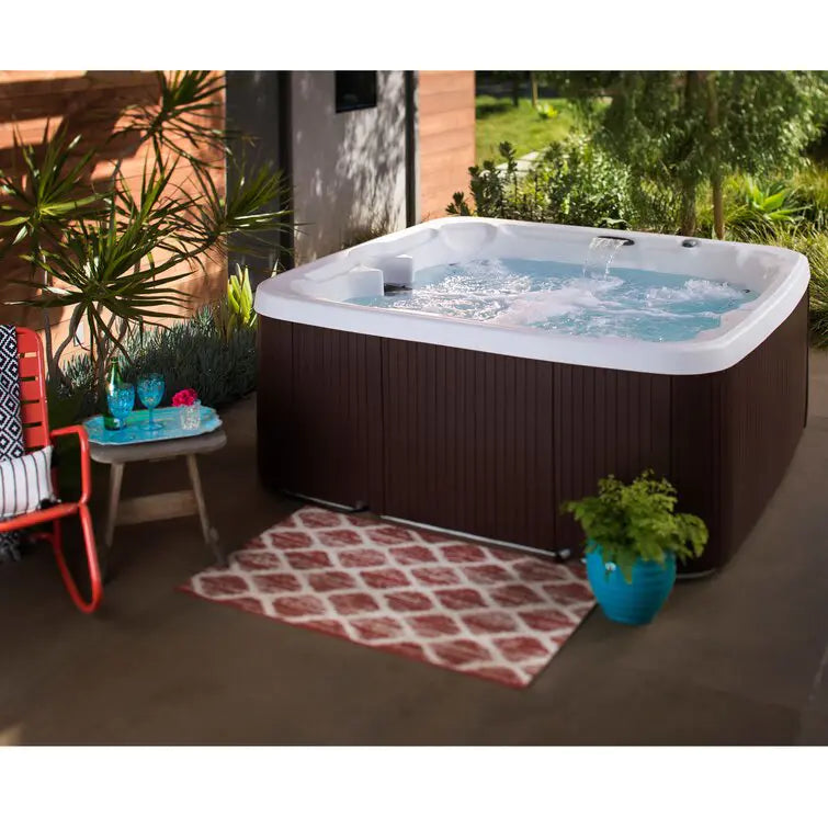 Lifesmart Spas - Spa cuadrado Plug and Play 110 Voltios, 7 personas, 22 chorros con ozonizador – Color Espresso