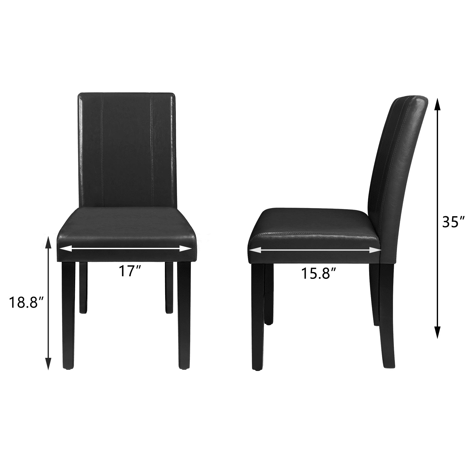 Lacoo Set de 4 Sillas de Comedor Estilo Urbano de PU con Patas de Madera, Negros