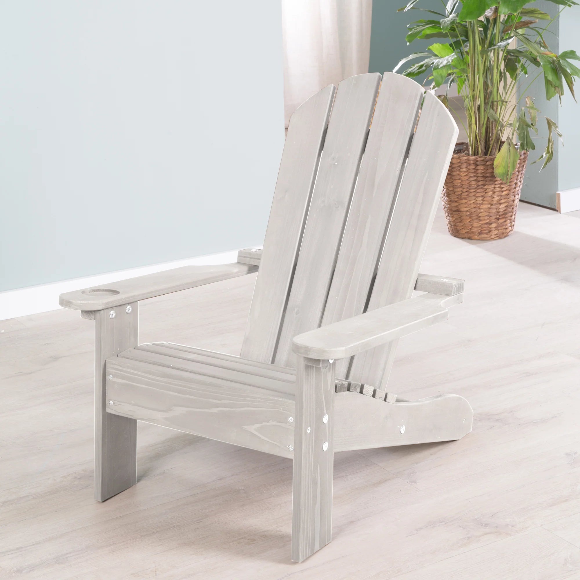 Silla infantil de exterior "Silla de playa" - Silla de madera certificada FSC - Acabado en gris grabado