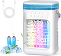 AIMIUVEI Mini Aire Acondicionado Portátil, Enfriador de Aire 5 en 1, Ventilador con Tanque de 1000 ml, 3 Velocidades, 2 Modos de Nebulización, Temporizador de 2-4 horas, Ventilador Refrigerador con 7 Luces LED para Dormitorio y Oficina