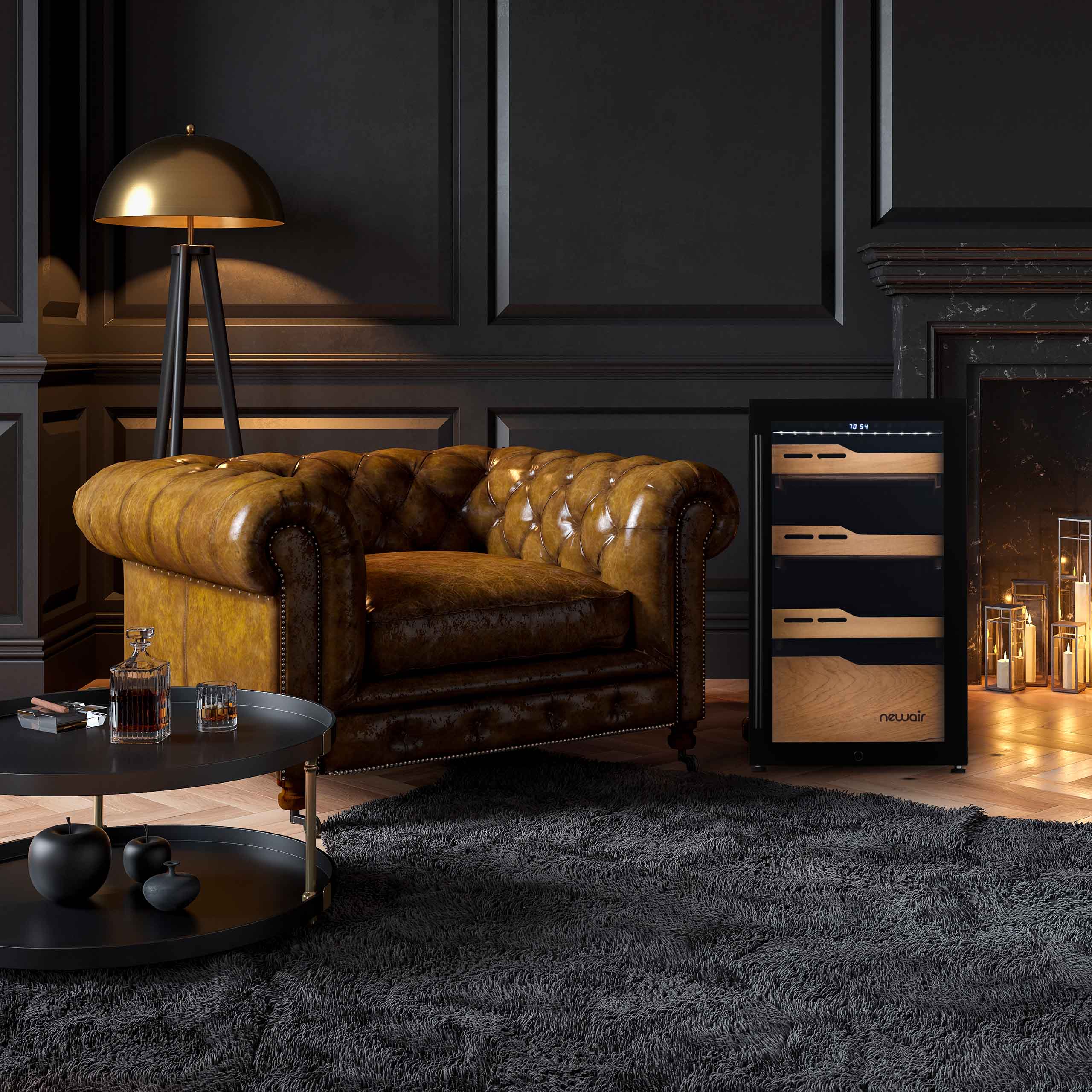 2025 Humidor eléctrico para puros Newair®, capacidad para 840 puros, empotrable