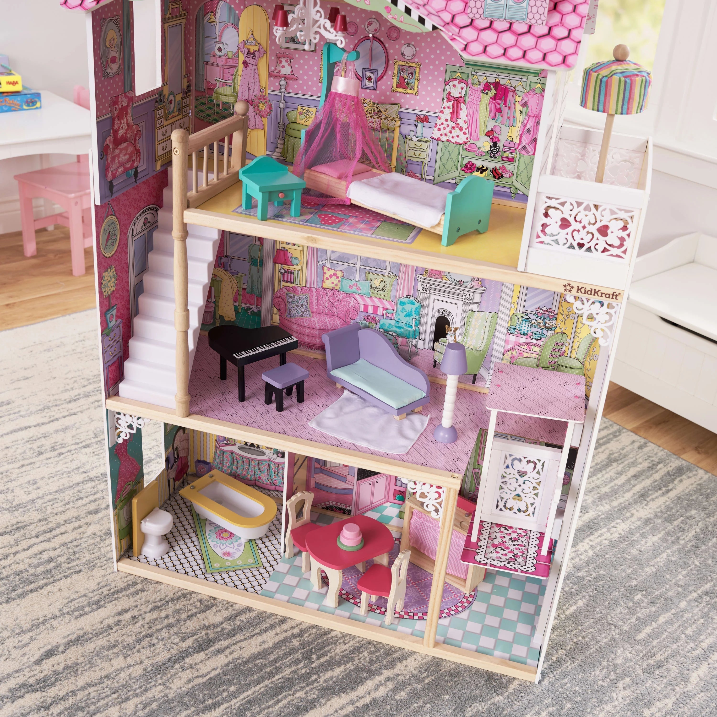 Casa de Muñecas KidKraft Annabelle de Madera con Ascensor, 17 Accesorios